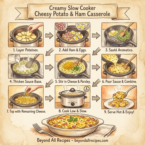 Creamy Slow Cooker Cheesy Potato & Ham Casserole instructions