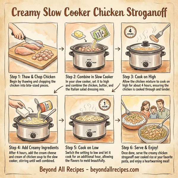 Creamy Slow Cooker Chicken Stroganoff instructions