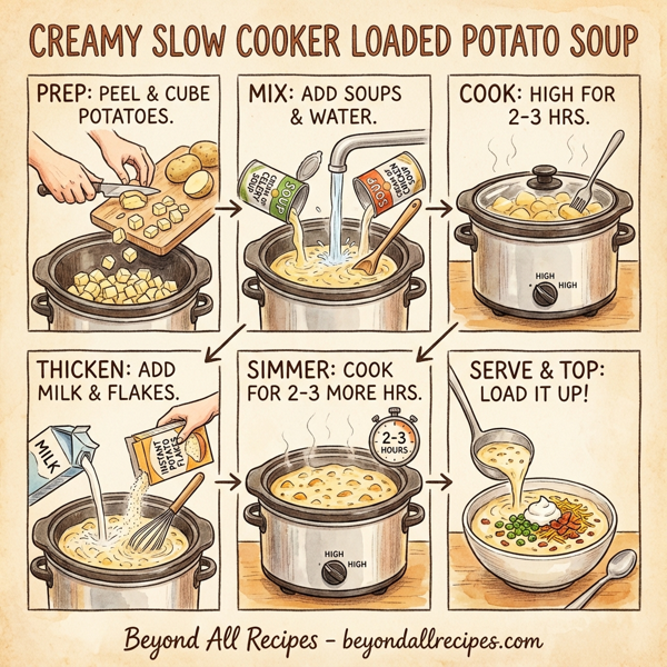 Creamy Slow Cooker Loaded Potato Soup instructions