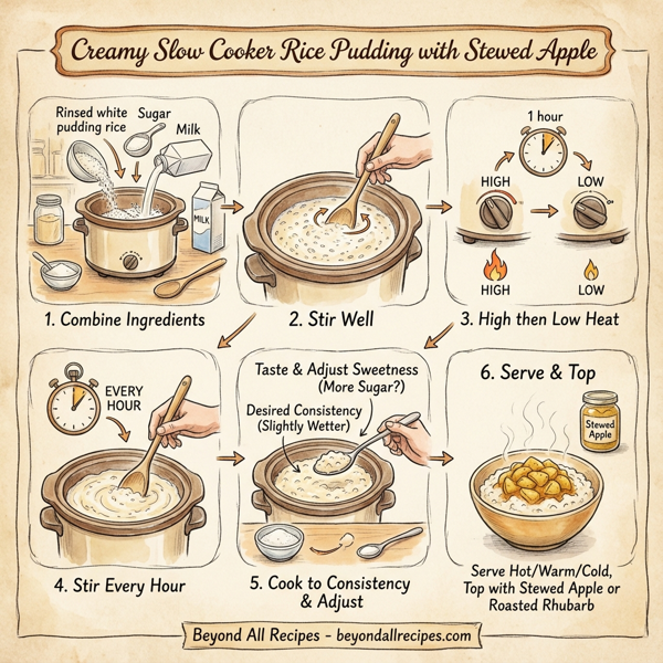 Creamy Slow Cooker Rice Pudding with Stewed Apple instructions