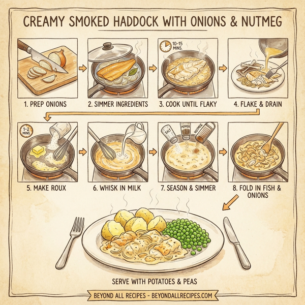 Creamy Smoked Haddock with Onions and Nutmeg instructions