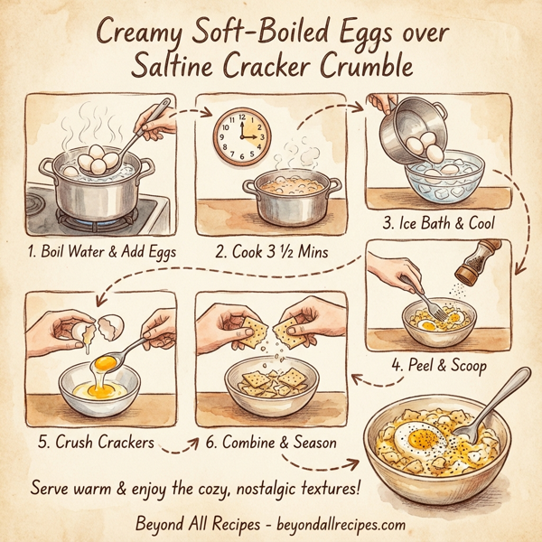 Creamy Soft-Boiled Eggs over Saltine Cracker Crumble instructions