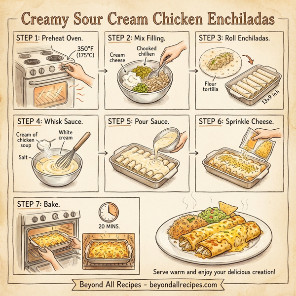Creamy Sour Cream Chicken Enchiladas instructions