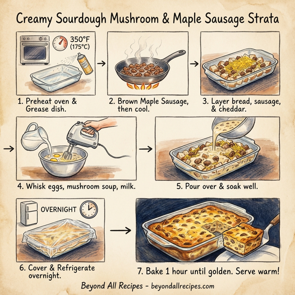 Creamy Sourdough Mushroom & Maple Sausage Strata instructions