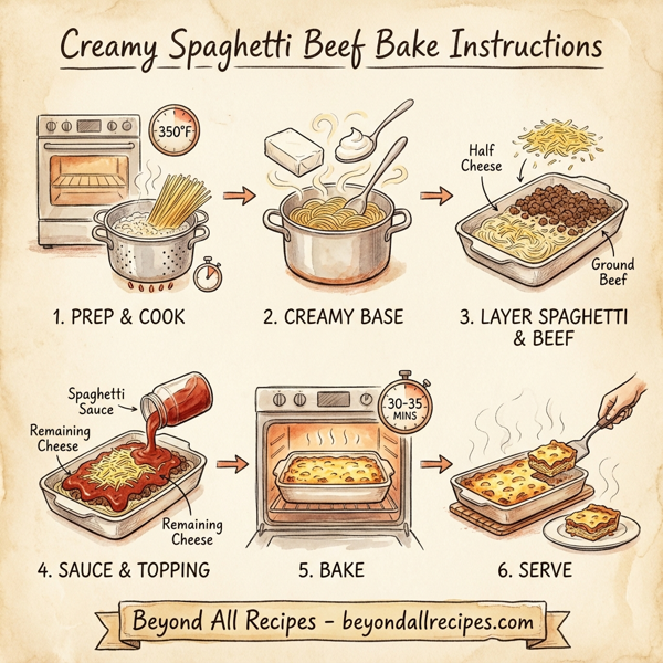 Creamy Spaghetti Beef Bake instructions