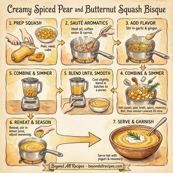 Creamy Spiced Pear and Butternut Squash Bisque instructions