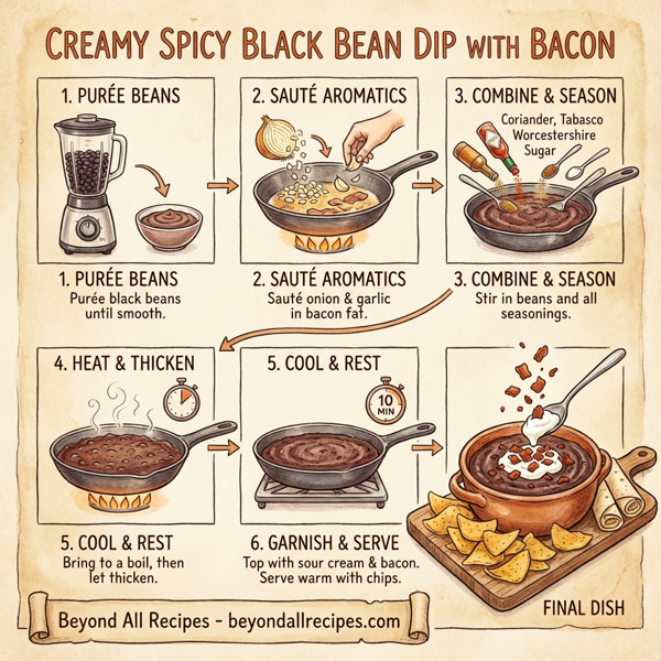 Creamy Spicy Black Bean Dip with Bacon instructions