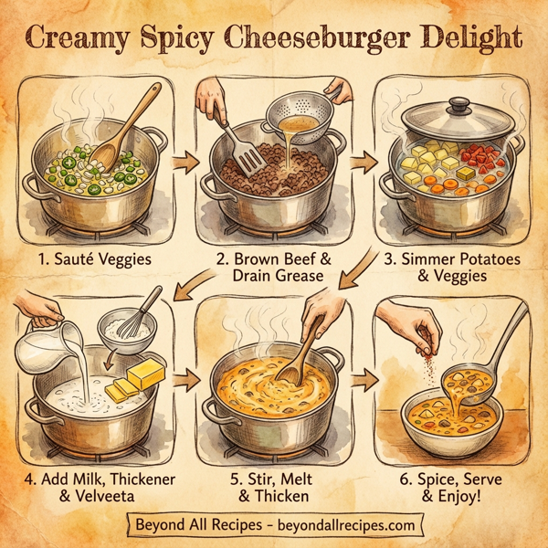 Creamy Spicy Cheeseburger Delight instructions