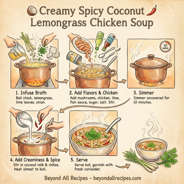 Creamy Spicy Coconut Lemongrass Chicken Soup instructions