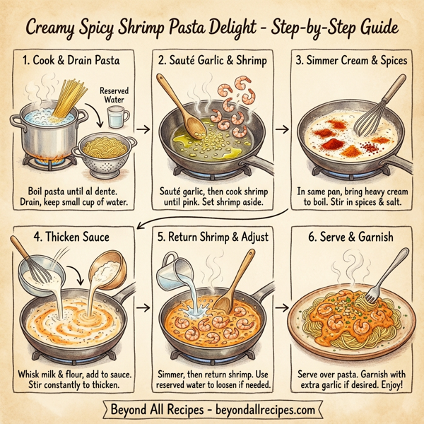 Creamy Spicy Shrimp Pasta Delight instructions