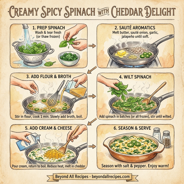Creamy Spicy Spinach with Cheddar Delight instructions