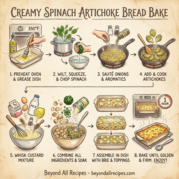 Creamy Spinach Artichoke Bread Bake instructions