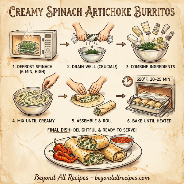 Creamy Spinach Artichoke Burritos instructions