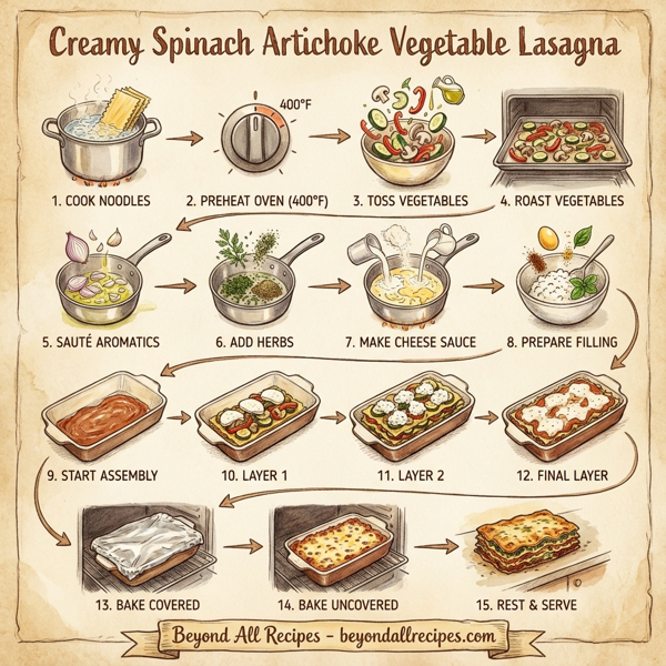 Creamy Spinach Artichoke Vegetable Lasagna instructions