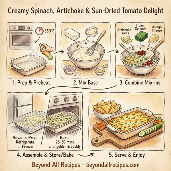 Creamy Spinach, Artichoke & Sun-Dried Tomato Delight instructions