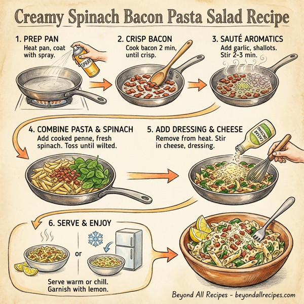 Creamy Spinach Bacon Pasta Salad instructions