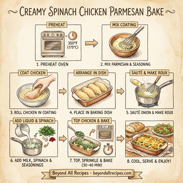 Creamy Spinach Chicken Parmesan Bake instructions