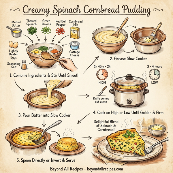 Creamy Spinach Cornbread Pudding instructions