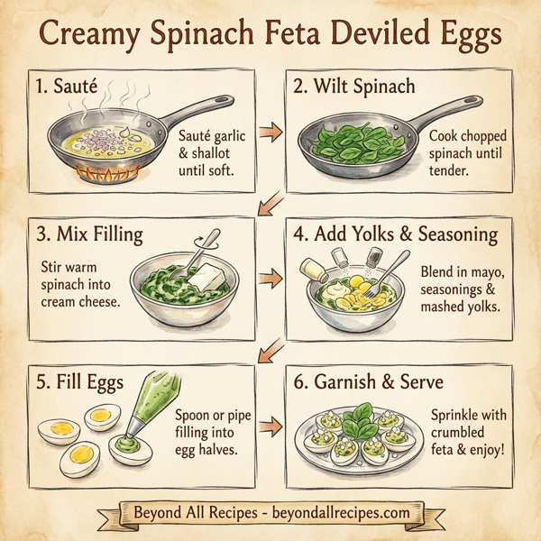 Creamy Spinach Feta Deviled Eggs instructions