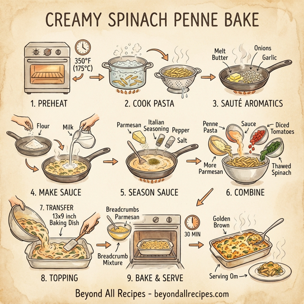 Creamy Spinach Penne Bake instructions