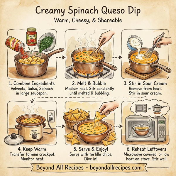 Creamy Spinach Queso Dip instructions