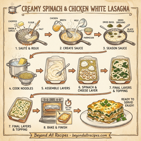 Creamy Spinach & Chicken White Lasagna instructions