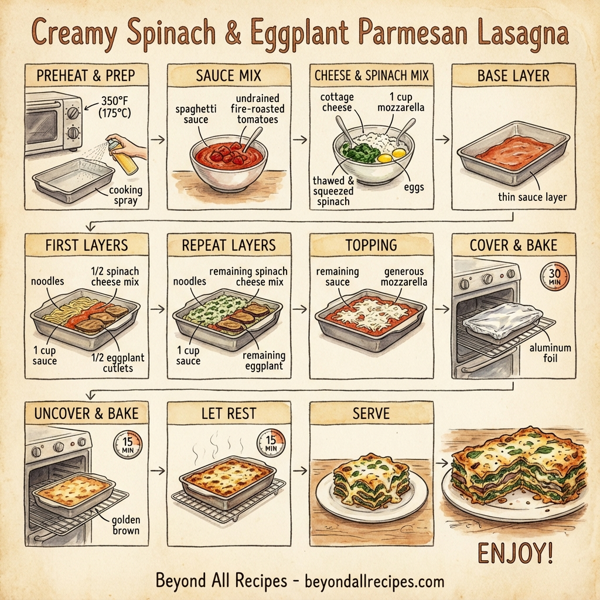 Creamy Spinach & Eggplant Parmesan Lasagna instructions