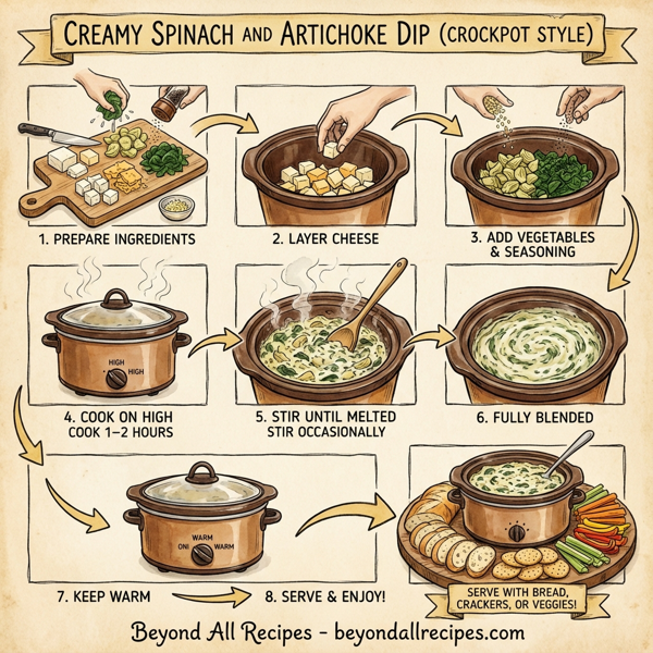 Creamy Spinach and Artichoke Dip (Crockpot Style) instructions