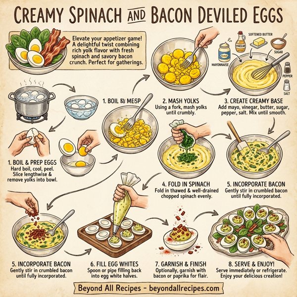 Creamy Spinach and Bacon Deviled Eggs instructions