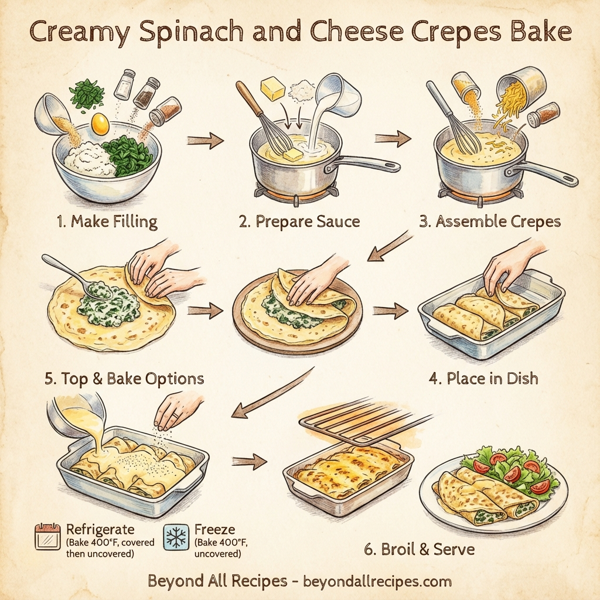 Creamy Spinach and Cheese Crepes Bake instructions