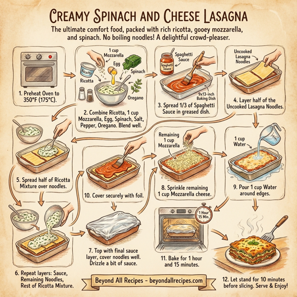 Creamy Spinach and Cheese Lasagna instructions