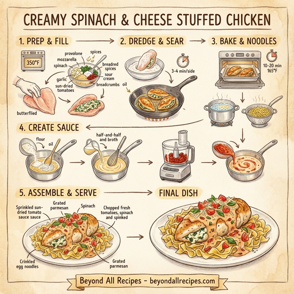 Creamy Spinach and Cheese Stuffed Chicken instructions