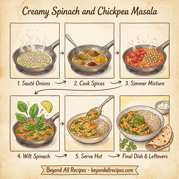 Creamy Spinach and Chickpea Masala instructions