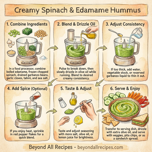 Creamy Spinach and Edamame Hummus instructions
