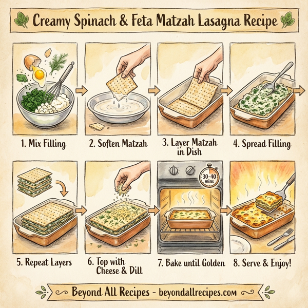 Creamy Spinach and Feta Matzah Lasagna instructions