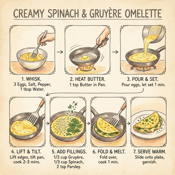 Creamy Spinach and Gruyère Omelette instructions