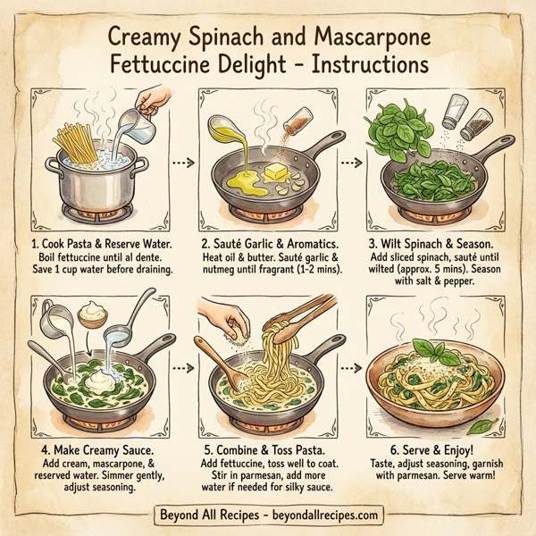 Creamy Spinach and Mascarpone Fettuccine Delight instructions