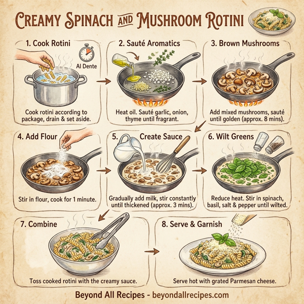 Creamy Spinach and Mushroom Rotini instructions