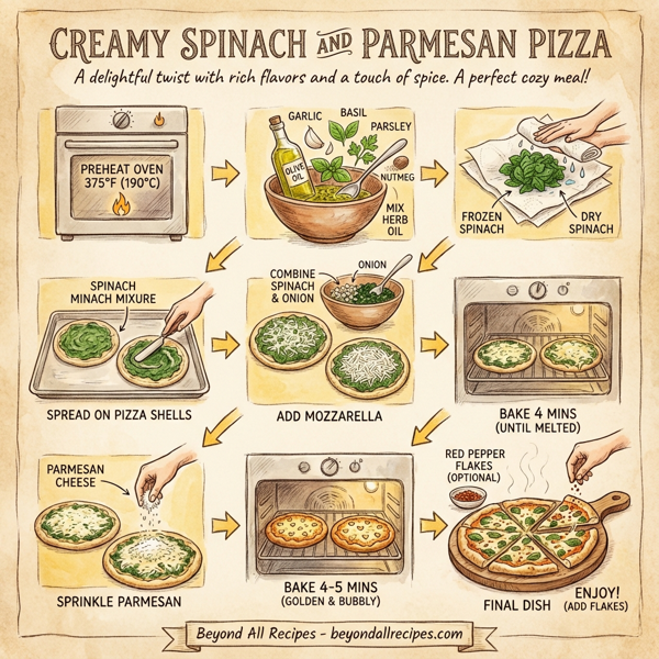 Creamy Spinach and Parmesan Pizza instructions