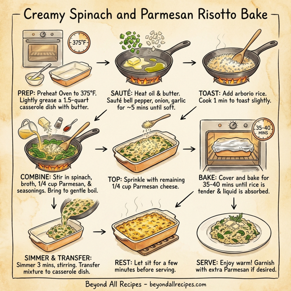 Creamy Spinach and Parmesan Risotto Bake instructions