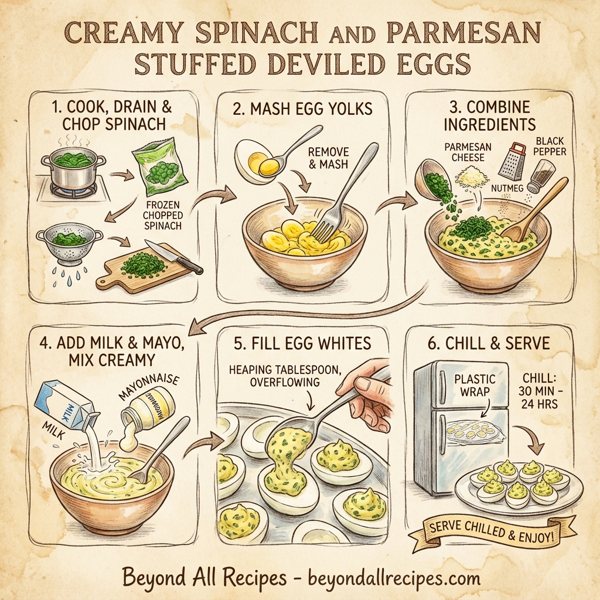 Creamy Spinach and Parmesan Stuffed Deviled Eggs instructions
