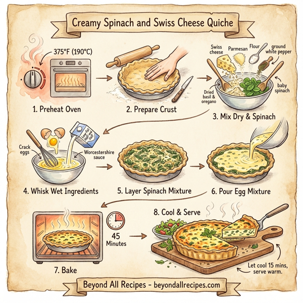 Creamy Spinach and Swiss Cheese Quiche instructions