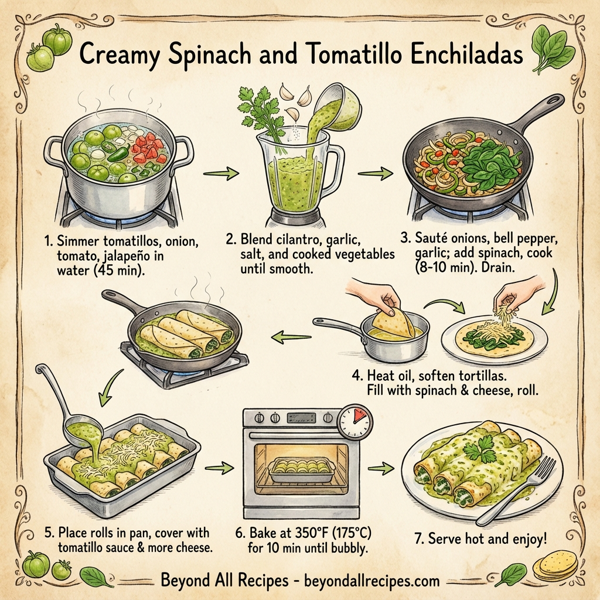 Creamy Spinach and Tomatillo Enchiladas instructions
