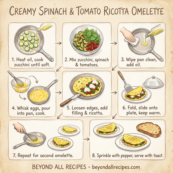 Creamy Spinach and Tomato Ricotta Omelette instructions