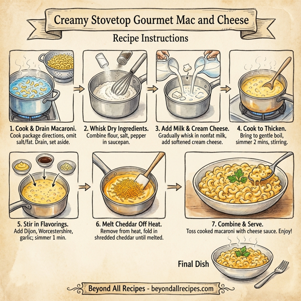 Creamy Stovetop Gourmet Mac and Cheese instructions