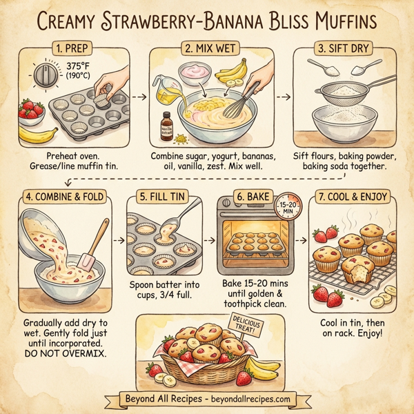 Creamy Strawberry-Banana Bliss Muffins instructions