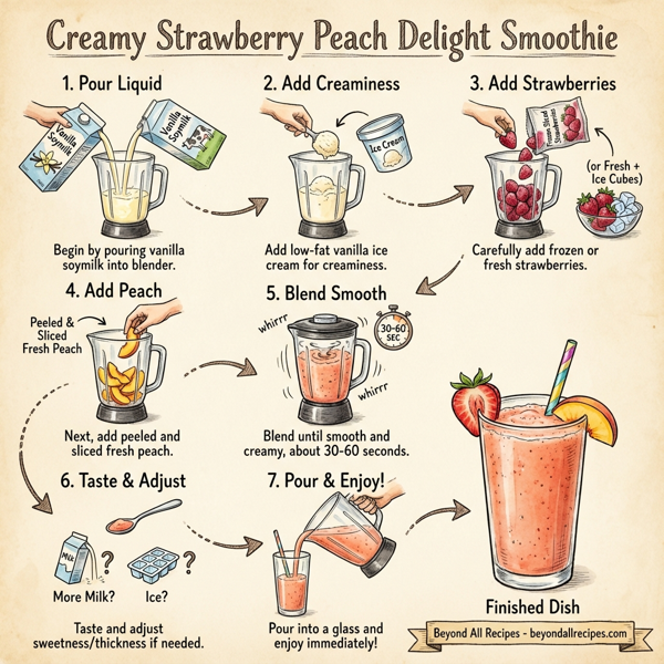 Creamy Strawberry Peach Delight Smoothie instructions