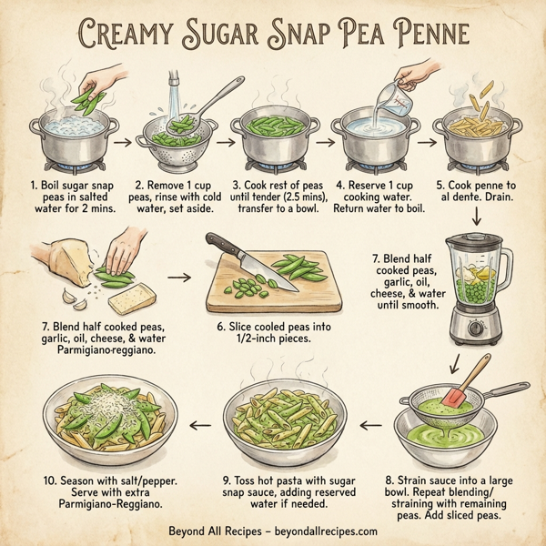Creamy Sugar Snap Pea Penne instructions