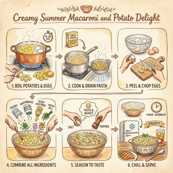 Creamy Summer Macaroni and Potato Delight instructions