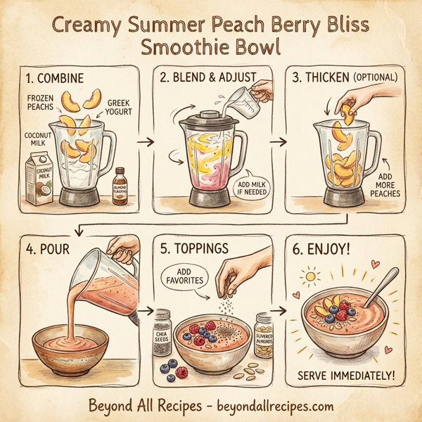 Creamy Summer Peach Berry Bliss Smoothie Bowl instructions